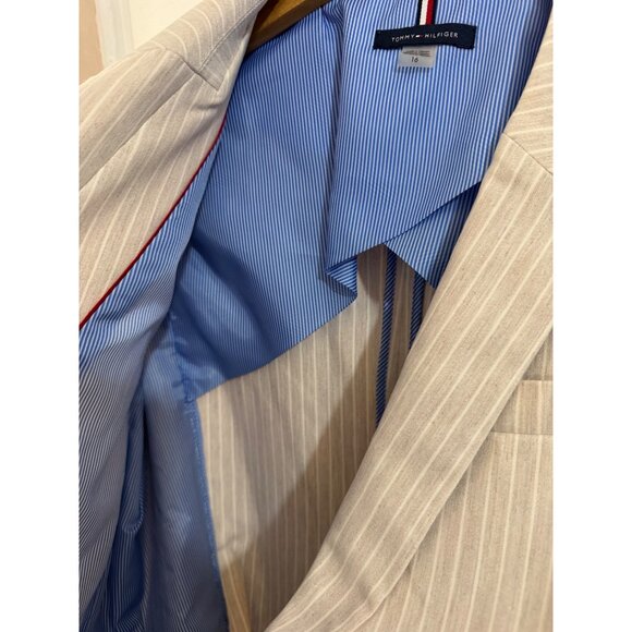 NEW! Tommy Hilfiger Womens Blazer, Suit Jacket, Light Tan White Stripes, Size 16 - Picture 9 of 14